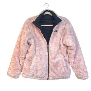 The North Face Girls Mossbud Swirl Reversible Jacket Gray Pink Size XL 18 Barbie